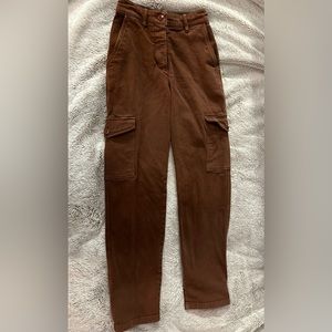 Brown modern cargo aritzia pants